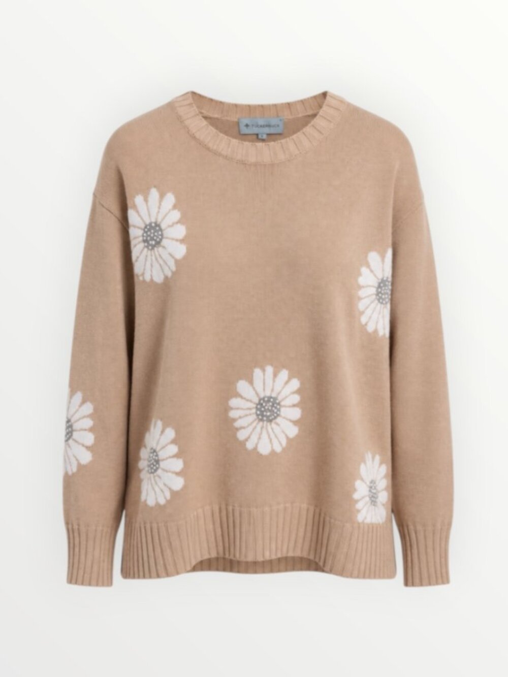 Tuckernuck Miss Daisy Floral Crewneck Knit Sweater in Tan - Picture 2 of 8